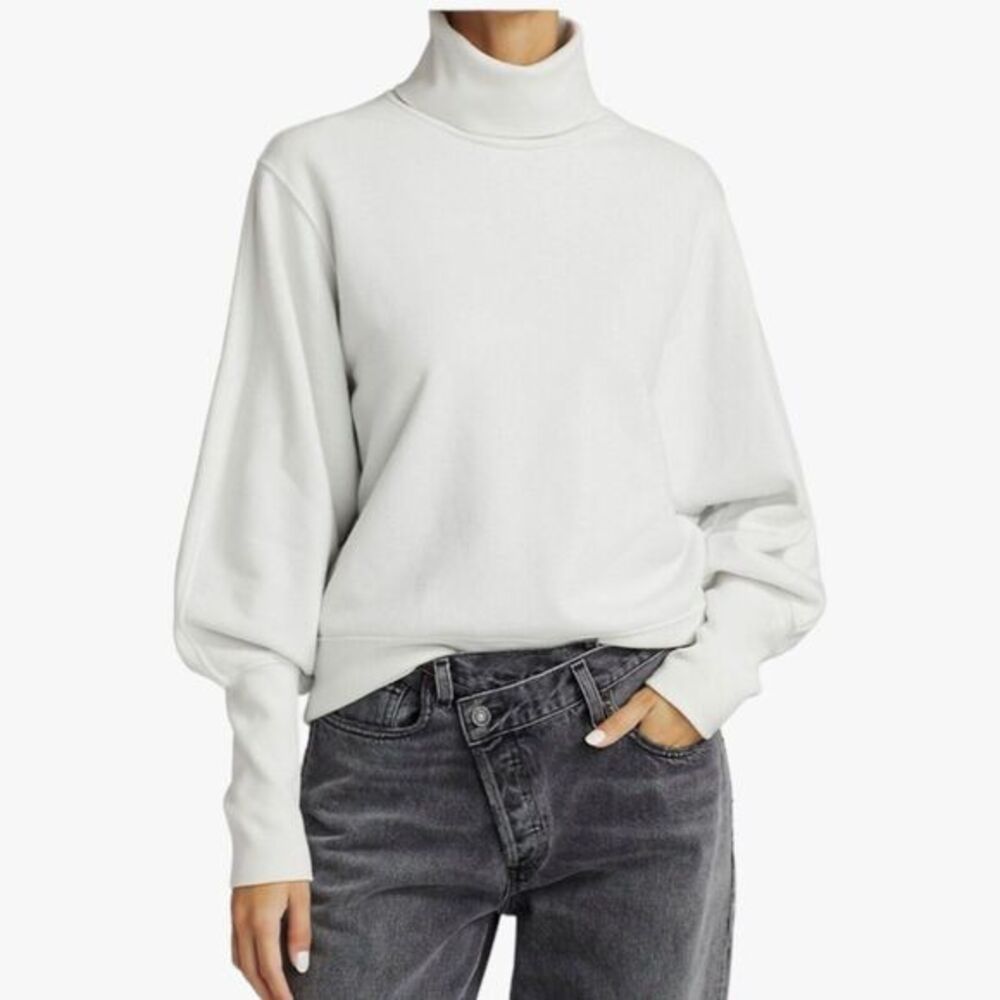 NWT AGOLDE Turtleneck Sweatshirt Size‎ XS Ribbed Trim Pullover Minimalist Chic - Picture 2 of 15